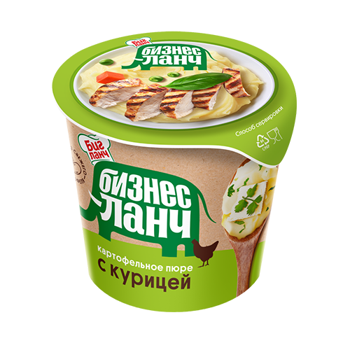 Картофельное пюре б/п "Бизнес ланч" с курицей, стакан 40*24