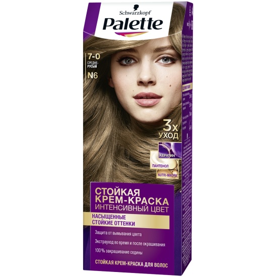 Стойкая крем-краска Palette N6, Средне-русый,110 мл
