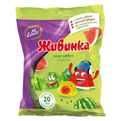 Конфеты Живинка вкус арбуз 250г