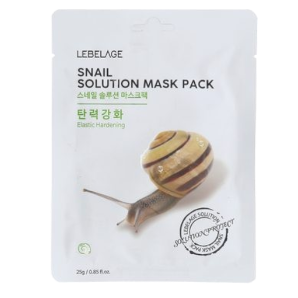 LEBELAGE. Тканевая маска для лица МУЦИН УЛИТКИ SNAIL SOLUTION MASK PACK 25 гр
