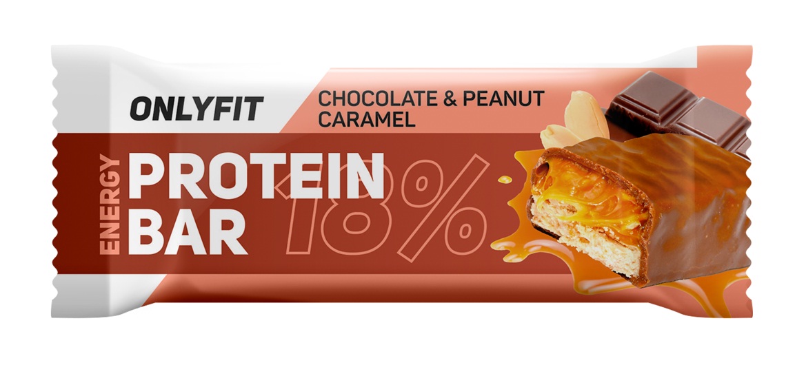 Батончик глазированный ТМ «ONLYFIT», «Шоколад и арахис», 50г. Код 627
