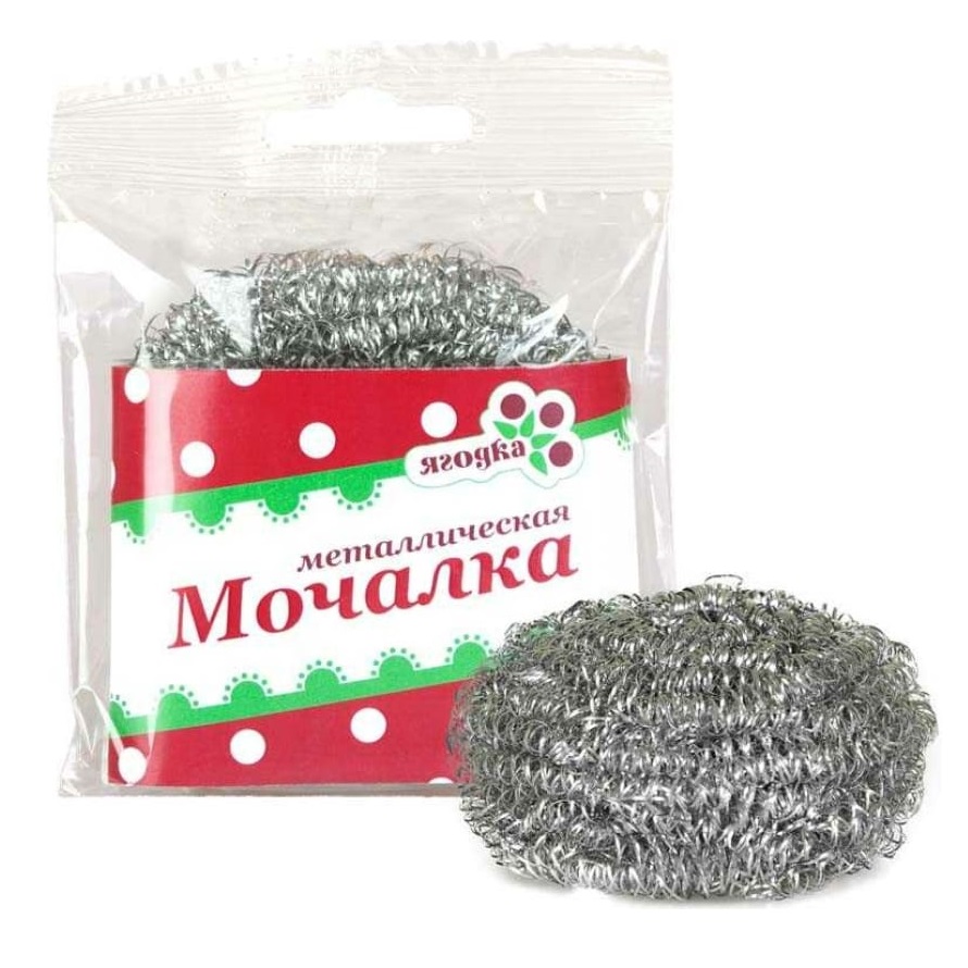 Мочалка для посуды "Ягодка" металлическая оцинкованная, спиральная, 1шт.