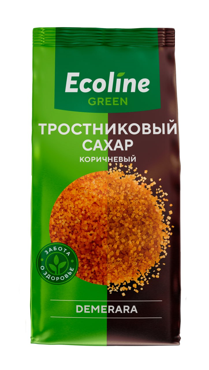 Сахар тростниковый коричневый DEMERARA  "Ecoline " new фас. 0,5 кг, Колумбия (20)