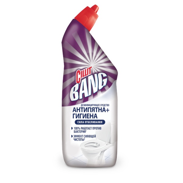 Средство для туалета дезинфицирующее Анти налёт + Блеск Сила отбеливания CILLIT BANG, 750 мл