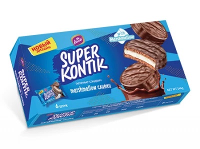 Печенье-сэндвич Супер-Контик  marshmallow (маршмеллоу) сливки фас. 144г (6шт) (Р) 