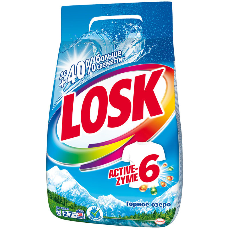 Стиральный порошок синтетическое Losk Горное Озеро, 2,7 кг