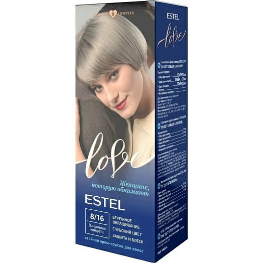 Стойкая крем-краска  для волос ESTEL LOVE тон 8/16 Лакричная конфета  (115мл)