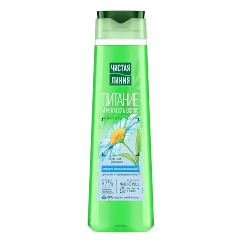 Шампунь восст.ЧИСТАЯ ЛИНИЯ на отваре целеб.трав с экстр. ромаш. д/сухих/поврежд. волос 400мл