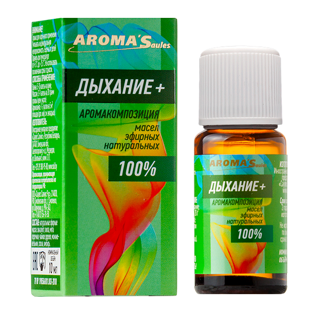 Аромакомпозиция масел эфирных натуральных "Дыхание+", 10 мл