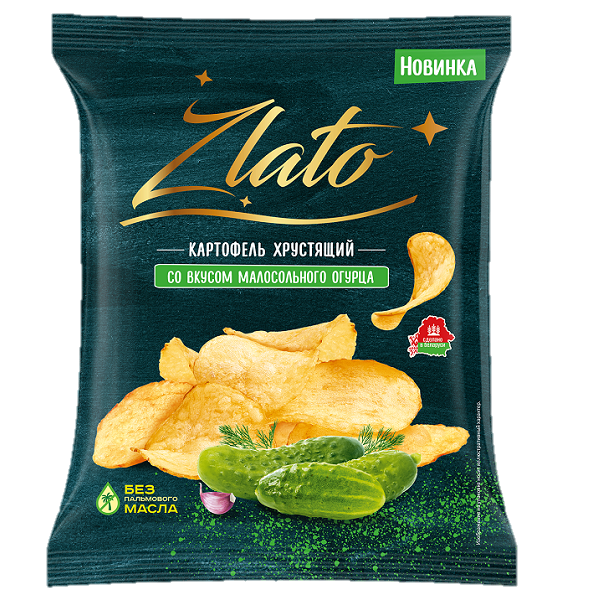 Картофель хрустящий "Zlato" со вкусом малосольного огурчика, 70г