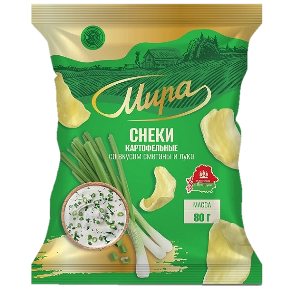 Снеки картофельные МИРА со вкусом сметаны и лука, 80 г