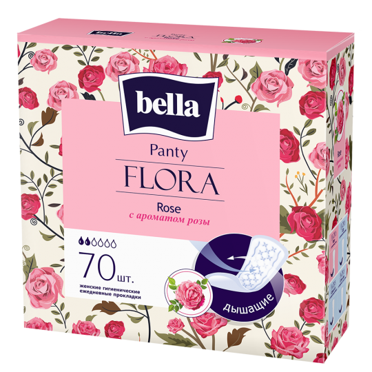 Bella Panty FLORA Rose Прокладки женские гигиенические ежедневные с ароматом розы 70 шт
