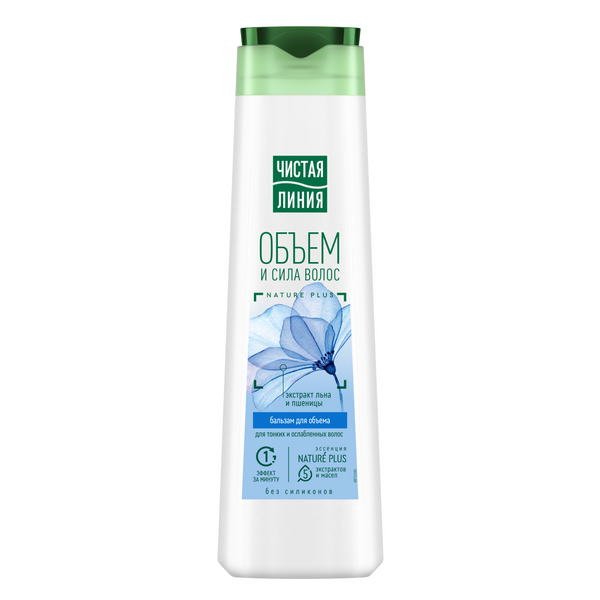 Бальзам-ополаск. Объем и сила ЧИСТАЯ ЛИНИЯ на отваре льна и цел.трав с экст.рост.пшен. 380мл