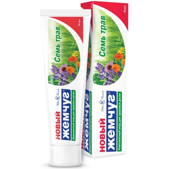 Новый жемчуг Зубная паста Семь трав, 75мл