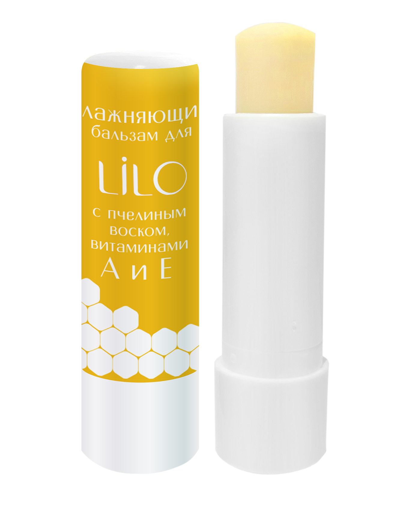 Увлажняющий бальзам для губ LiLo с пчелиным воском, витаминами А и Е 