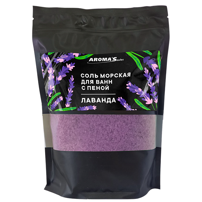 Соль морская для ванн с пеной "Лаванда", 1200 гр