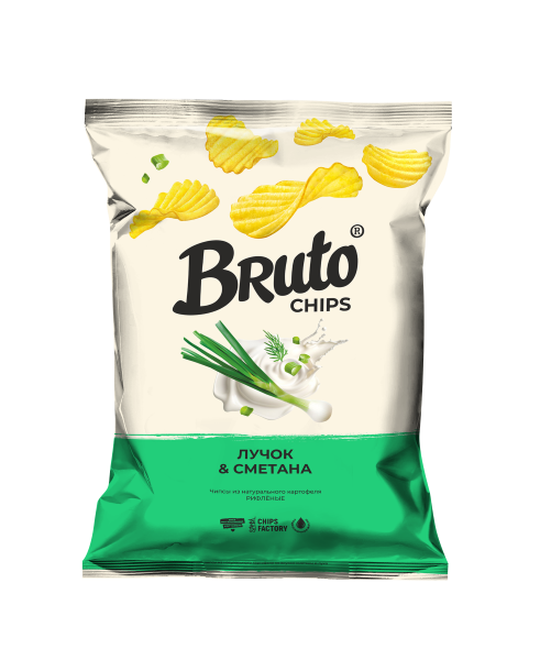 BRUTO NPC Чипсы 120гр рифленые лучок сметана