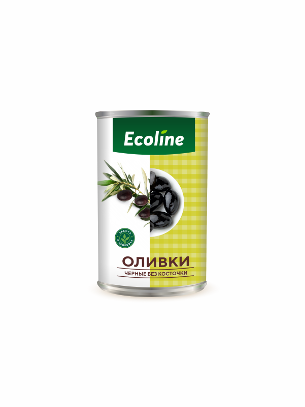 Оливки черные без косточки «Ecoline» new, ж/б 280 г, Испания (12)