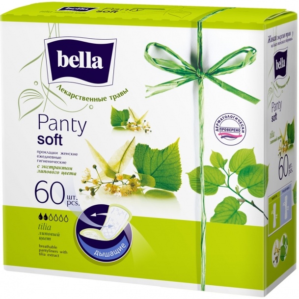 Прокладки Bella Panty Herbs tilia с экстрактом липового цвета ежедневные, 60 шт