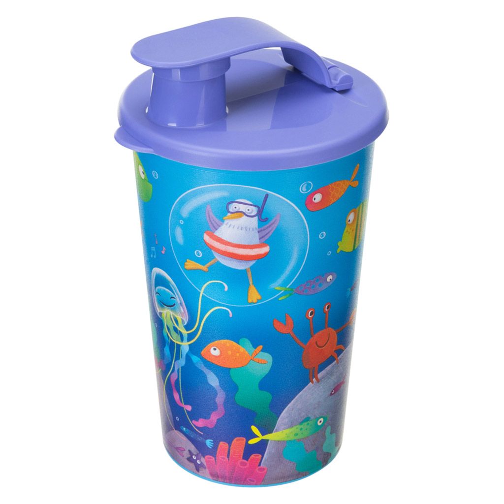 431330503 СТАКАН С КЛАПАНОМ И ДЕКОРОМ "МОРСКОЕ ДИСКО" 400МЛ (Сиреневый) 4620119415180