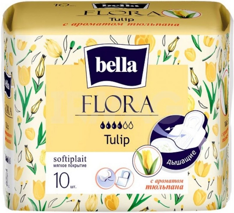 Bella FLORA Tulip Прокладки женские гигиенические впитывающие с ароматом тюльпана 10 шт