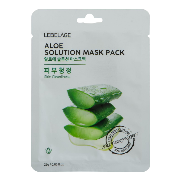 LEBELAGE. ТКАНЕВАЯ МАСКА ДЛЯ ЛИЦА ALOE ALOE SOLUTION MASK PACK, 25 г