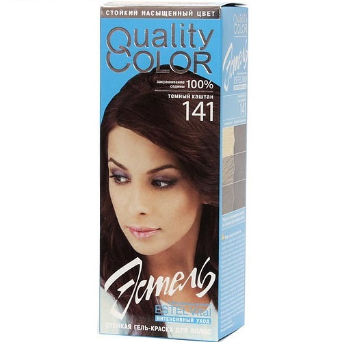 Стойкая гель-краска для волос ЦВЕТЕЛЬ № 141 тон тёмный каштан (115 мл)