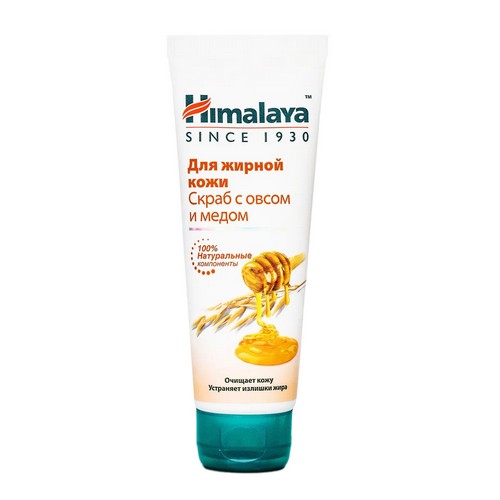 Скраб для жирной кожи с овсом и медом, марки "Himalaya since 1930", 75мл /22178/ 