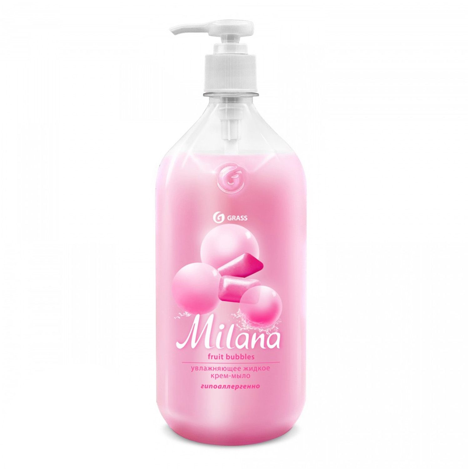 ГРАСС Жидкое Крем-мыло Milana 1000мл Fruit bubbles С дозатором 