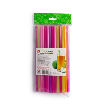 Трубочки для напитков GRIFON, 50 шт, в п/эт,уп, 24 см ф0,8 ЦВЕТНЫЕ /60/1-20