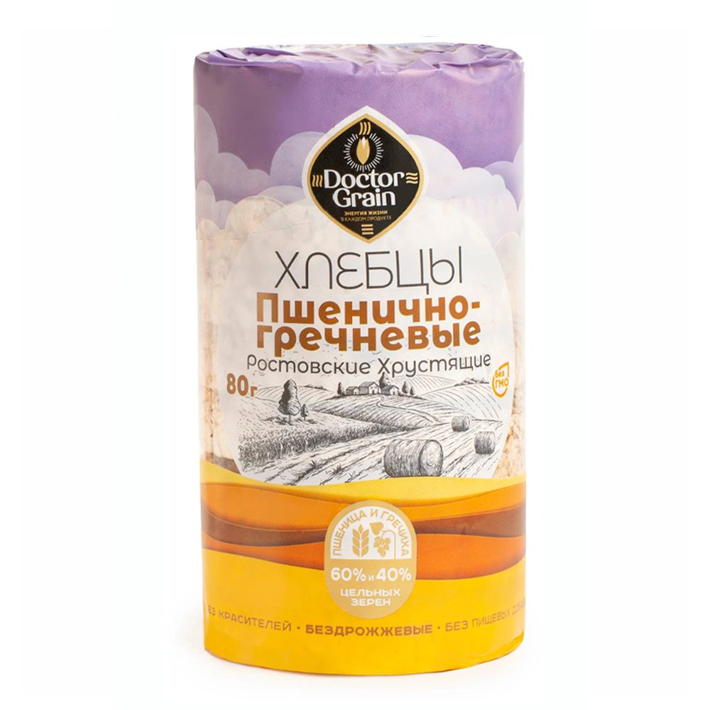 Хлебцы Хрустящие круглые «Ростовские» Пш.-Гречневые 80гр