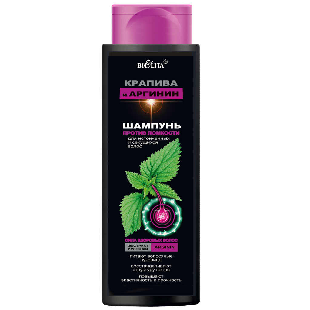 ШАМПУНЬ против ломкости д/истонч. и сек.волос (400 мл Крапива Аргинин)