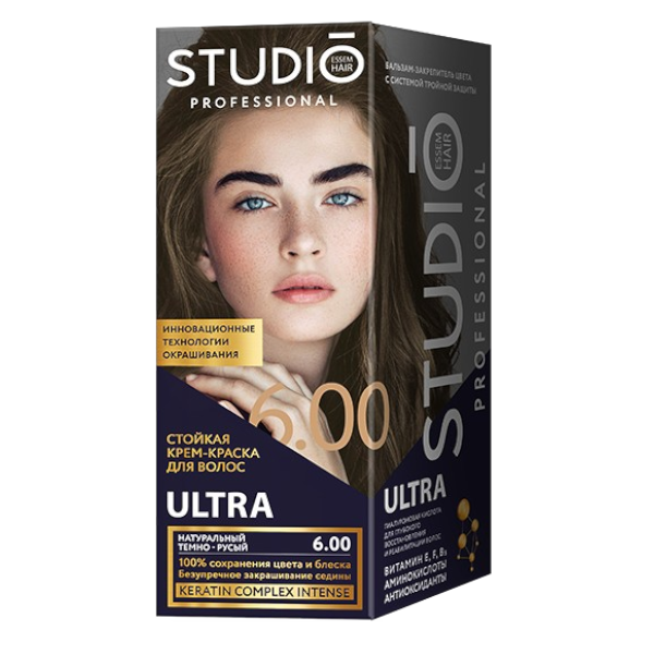 Крем-краска для волос Studio professional 3D HOLOGRAPHY NEW 6.00 Натуральный темно-русый NEW 50/50/15 мл