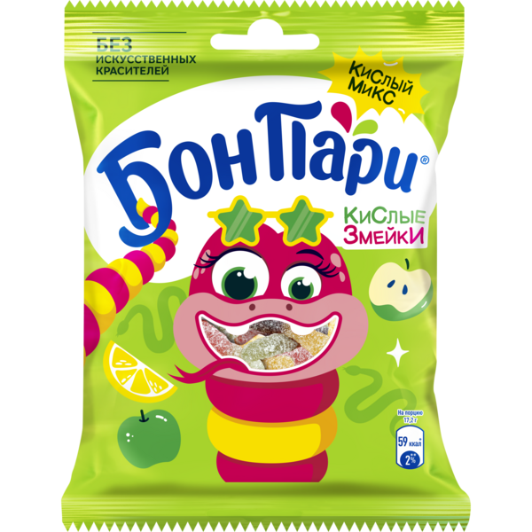Бон Пари Жевательный мармелад Кислая Змейка 120г
