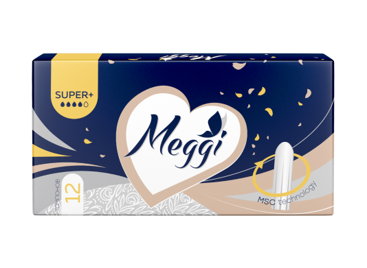 Тампоны гигиенические "Meggi" Super+ 12 шт, 1уп.