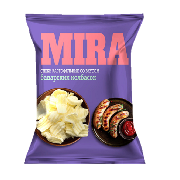 Снеки картофельные MIRA со вкусом баварских колбасок, 160г