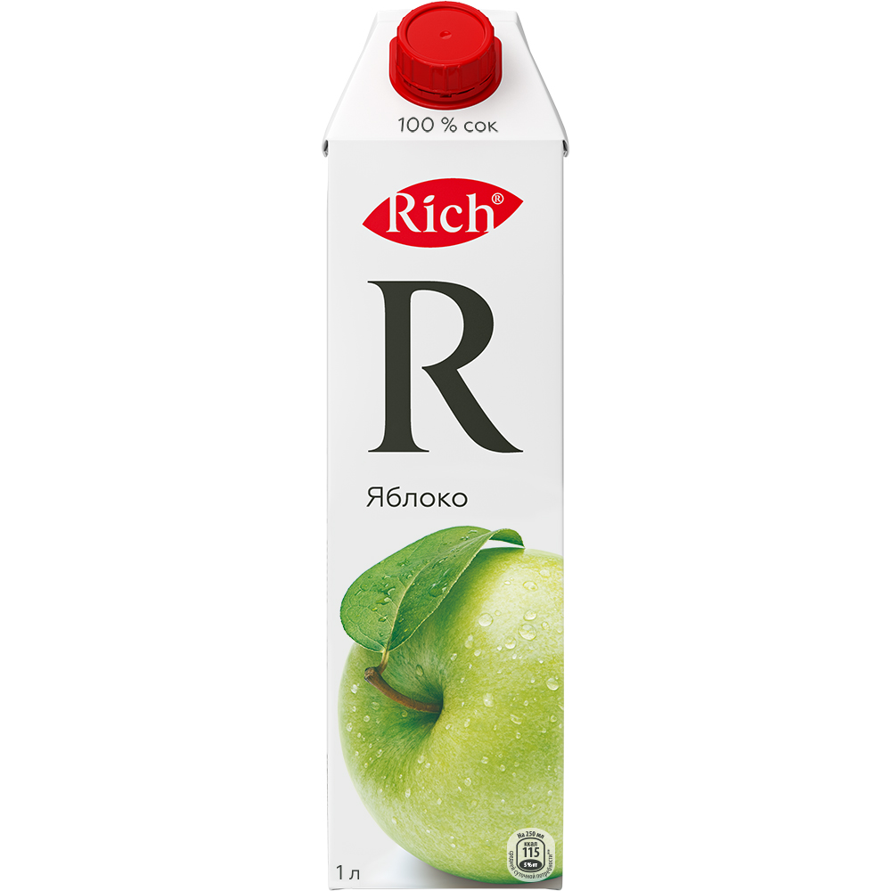 Сок Rich яблочный, 1 литр