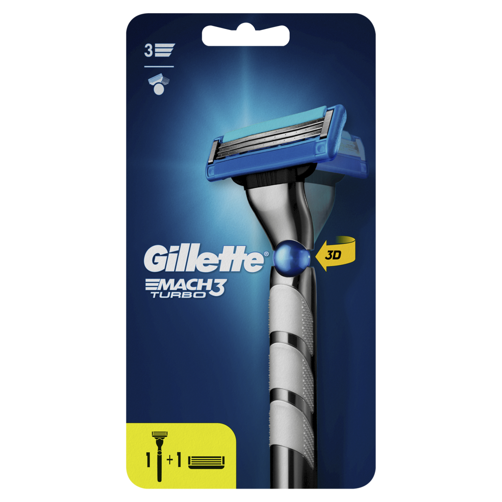 Мужская Бритва Gillette Mach3 Turbo, 2 кассеты, с 3 лезвиями