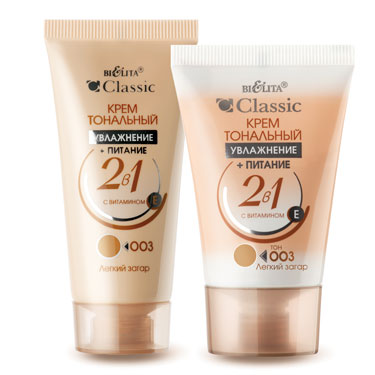 Крем тональный УВЛАЖНЕНИЕ+ПИТАНИЕ 2в1 тон 003 легкий загар (туба 30 мл Classic)