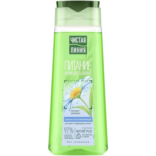 ЧИСТАЯ ЛИНИЯ Шампунь, восстанавливающий  на отваре целебных трав с экстрактом ромашки для сухих и по