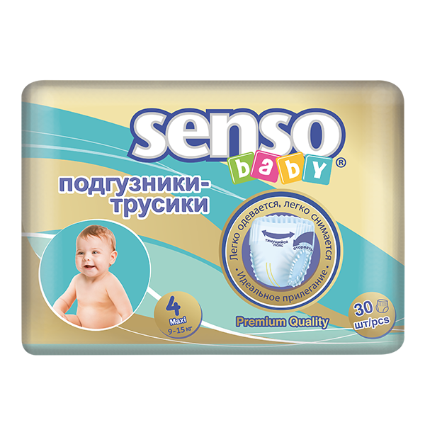 Подгузники-трусики для детей "Senso baby"  Maxi 4L- 30 штук