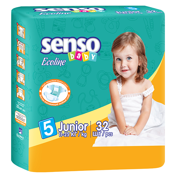 Подгузники для детей "senso baby" Ecoline Junior 5-32 шт.