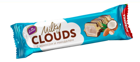 Конфеты "KONTI Milky Clouds" с кокосом и миндалем 1/23 (24шт) (ИКФ)