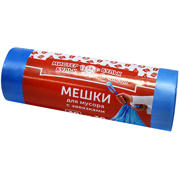 Мешки для мусора с завязками 30 л х 30 шт, 12 мкм