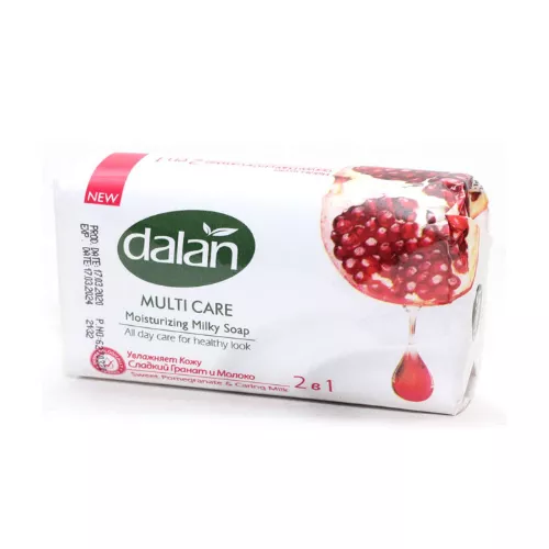 Мыло туалетное увлажняющее твердое Dalan Multi Care Сладкий гранат и молоко. 2 в 1, 90 г