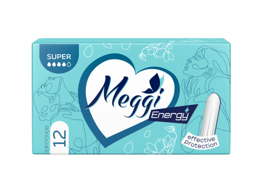 Тампоны гигиенические Meggi Energy Super, 12 шт