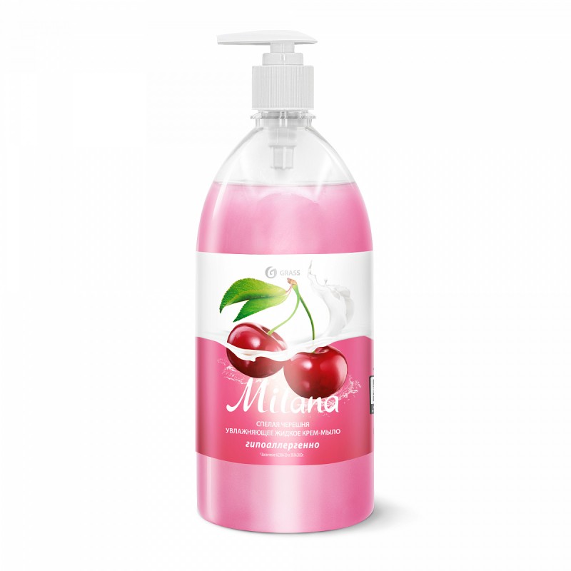 ГРАСС Жидкое Крем-мыло Milana 1000мл Спелая черешня С дозатором 