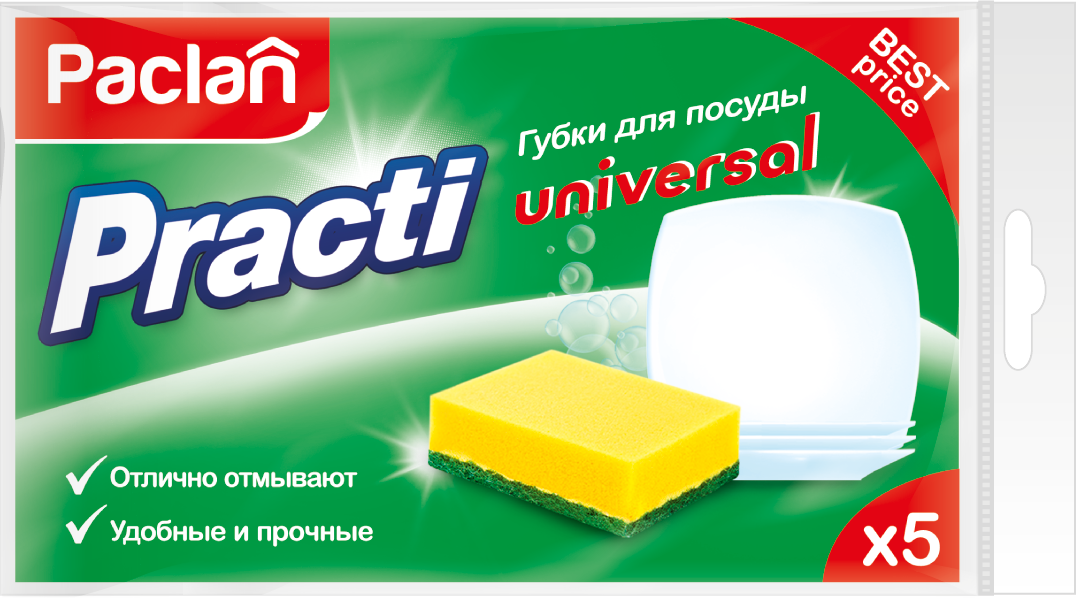 PACLAN PRACTI UNIVERSAL Губки  для посуды 5шт