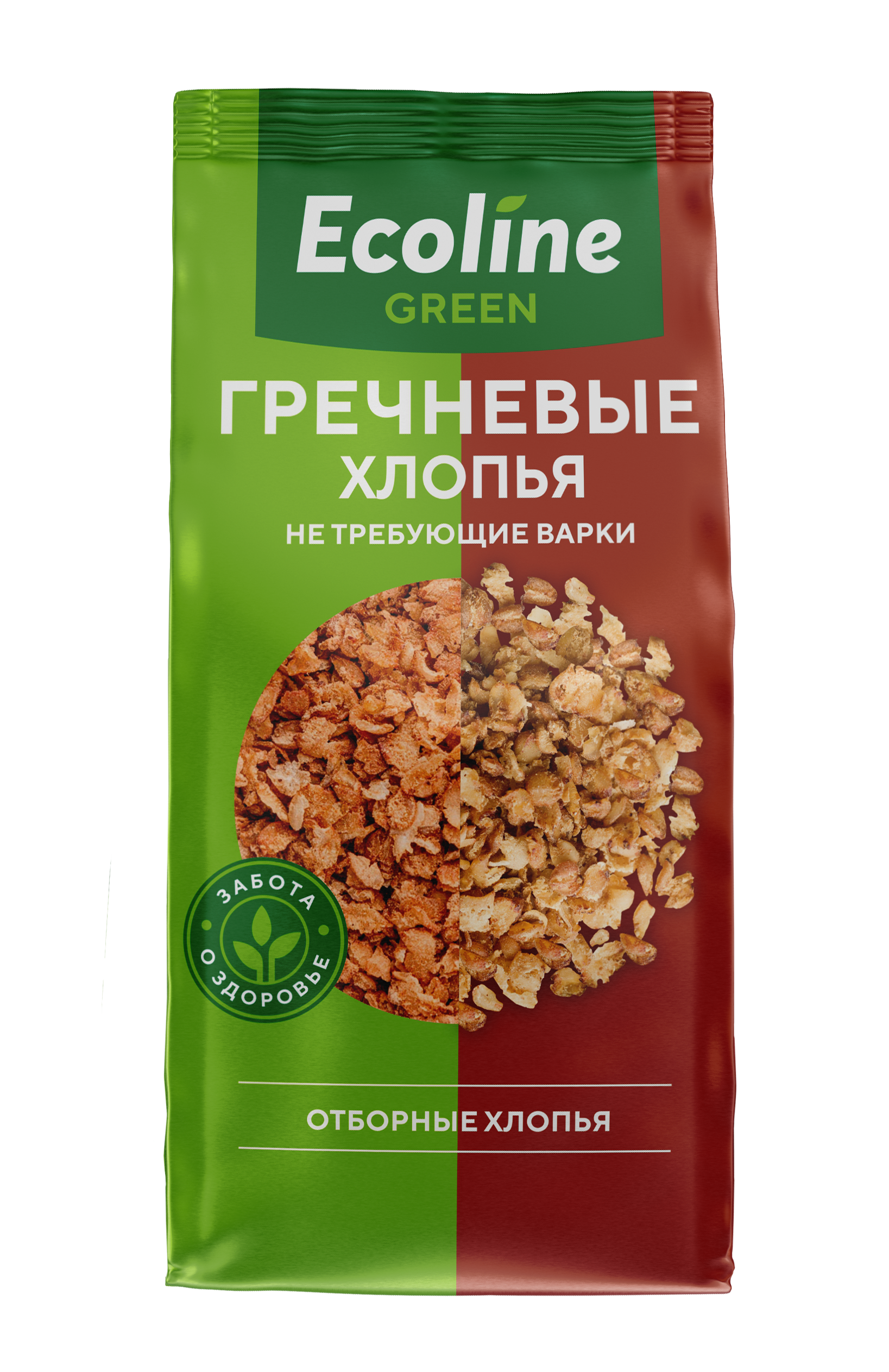 Хлопья гречневые не требующие варки "Ecoline GREEN" new фас. 0,38 кг, РФ (20)
