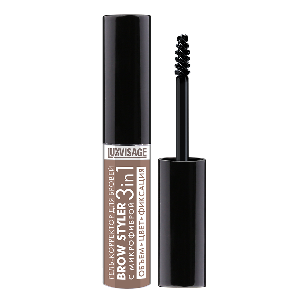 Гель-корректор для бровей с микрофиброй LUXVISAGE BROW STYLER 3 in 1 6 г 02 тон